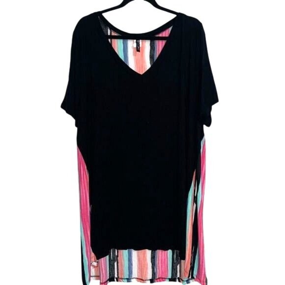 Glitzy Girlz Womens Plus Size 6X V-Neck Striped Short Sleeve Tunic Top - Picture 1 of 8